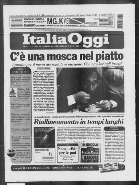 Italia oggi : quotidiano di economia finanza e politica